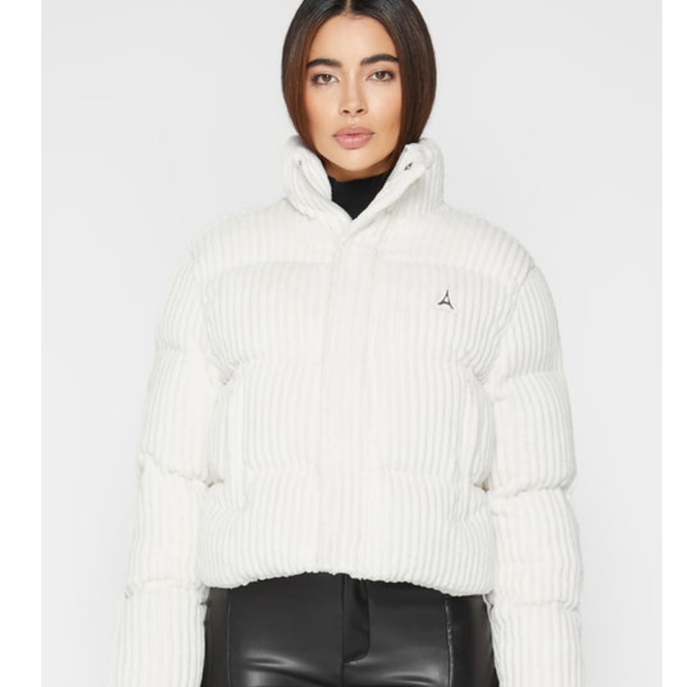 Manière De Voir  Ribbed Velour Puffer Jacket - Cream